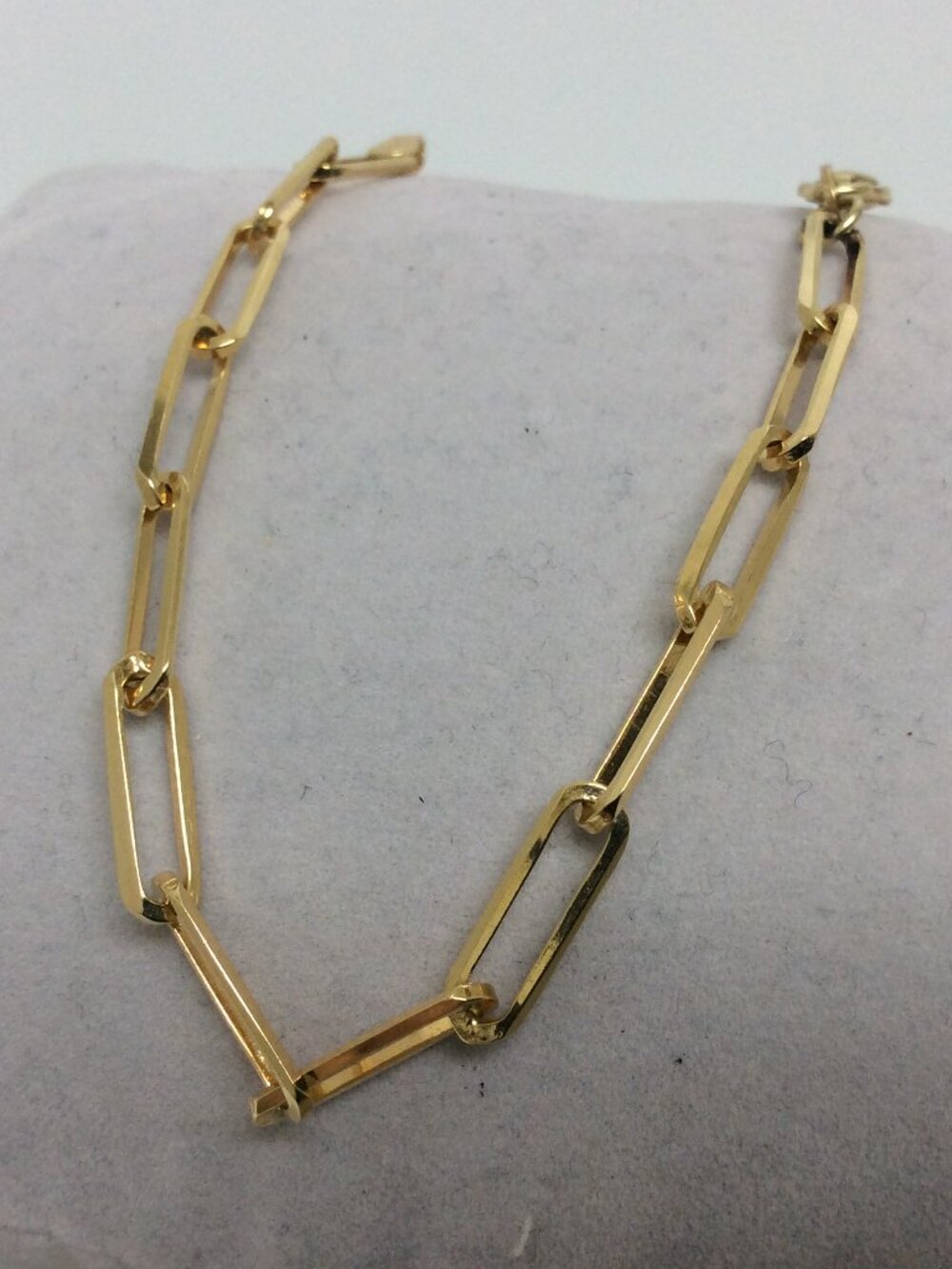 14K Genuine Real Yellow Gold Paperclip  Bracelet 6 1/2'' Long   4.20mm 4.50gr